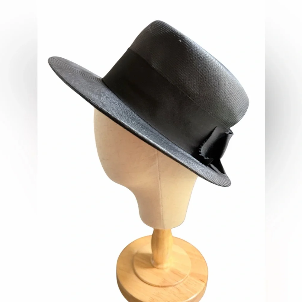Rare Lil’s of Odessa Black Skimmer Hat | Old Money Aesthetic Wide Brim Sun Hat - Picture 5 of 10